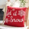 SAFAVIEH Home Collection Holiday Let it Snow Red Cotton 20-inch Square Decorative Accent Insert Throw Pillow