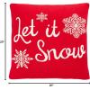 SAFAVIEH Home Collection Holiday Let it Snow Red Cotton 20-inch Square Decorative Accent Insert Throw Pillow