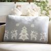 SAFAVIEH Home Collection Holiday Twinkling Rustic Farmhouse Reindeer Grey Cotton 16 x 24-inch Rectangle Decorative Accent Insert Throw Pillow