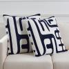 SAFAVIEH Home Collection Maize Mid-Century Modern Beige/Navy 18-inch Square Decorative Accent Throw Pillow with Insert (Set of 2)(Beige/Navy)