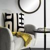 SAFAVIEH Home Collection Maize Mid-Century Modern Beige/Navy 18-inch Square Decorative Accent Throw Pillow with Insert (Set of 2)(Black)