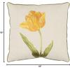 SAFAVIEH Home Collection Meadow Embroidered Gold Floral 18-inch Square Pillow with Insert(Gold)