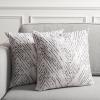 SAFAVIEH Home Collection Zecora Ivory/Black Velvet Chevron 17-inch Square Decorative Accent Throw Pillow with Insert (Set of 2)(Ivory/Black)