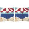 SAFAVIEH PPL111A-2020-SET2 Soleil Pillow Collection Indoor Outdoor 20″ Square Beach Chair Pillow, Nautical Blue