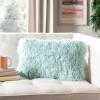 SAFAVIEH Pillow Collection Shag Modish 20″ Throw, Metallic Silver(Light Blue)