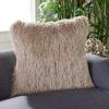 SAFAVIEH Pillow Collection Shag Modish 20″ Throw, Metallic Silver(Metallic Bronze)