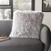 SAFAVIEH Pillow Collection Shag Modish 20″ Throw, Metallic Silver(Metallic Silver)