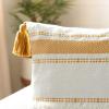 SAFAVIEH Polli 20-inch Mustard Yellow and Beige Tassel Decorative Throw Pillow