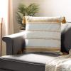 SAFAVIEH Polli 20-inch Mustard Yellow and Beige Tassel Decorative Throw Pillow