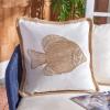 Safavieh Home Nilam Natural Color Fish Nautical Coastal 18-inch Decorative Pillow