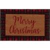 SAFAVIEH Accent Rug 1’11″x3′ – Door Mat Collection – Natural & Red, Natural Coir, Merry Christmas Design, Ideal for Front Door, Patio, Entryway, Mudroom, Deck, Welcome Mat (DMTS232Q)(Natural/Red)