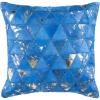 SAFAVIEH Clairton Metallic Cowhide Throw Pillow, Blue/Silver