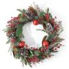 SAFAVIEH Home Collection 30-inch Decorative Artificial Myrtle Wreath with Red Bells LED Light (Fully Assembled)
