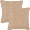 SAFAVIEH Home Collection Flayn Grey Faux Fur 17-inch Square Decorative Accent Throw Pillow with Insert (Set of 2)(Brown)