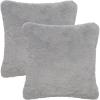 SAFAVIEH Home Collection Flayn Grey Faux Fur 17-inch Square Decorative Accent Throw Pillow with Insert (Set of 2)(Grey)