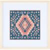 SAFAVIEH Home Collection Hattori Navy/Orange 18-inch Square Boho Tribal Wood Framed Textile Wall Art for Bedroom, Living Room, Foyer, Dining Area, Entryway