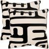 SAFAVIEH Home Collection Maize Mid-Century Modern Beige/Navy 18-inch Square Decorative Accent Throw Pillow with Insert (Set of 2)(Black)