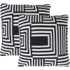SAFAVIEH Home Collection PLS401 Pillow, Black/Ivory 2 Count