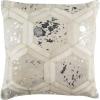 SAFAVIEH Maggie Metallic Cowhide Throw Pillow, 22″x22″, White/Silver