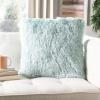 SAFAVIEH Pillow Collection Shag Modish 20″ Throw, Metallic Silver(Light Blue)