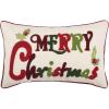 Safavieh Home Jingles Green and Red and Beige Merry Christmas 12 x 20-inch Decorative Pillow