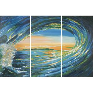 SAFAVIEH Art Collection Blue Grotto Triptych Wall Art, Gold