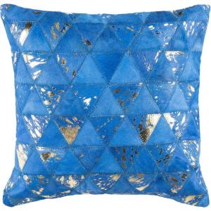 SAFAVIEH Clairton Metallic Cowhide Throw Pillow, Blue/Silver