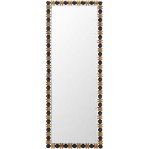 SAFAVIEH Home Collection – Azaria Black & Natural Beaded Full Length Wall Mirror, Decorative Pine Wood Frame, Vertical Hanging Accent (MRR9028A)(Black/Natural)
