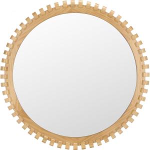SAFAVIEH Home Collection – Kelly Natural Round Wall Mirror, Sculpted Wood Frame Decorative Accent (MRR9033A)(Natural)