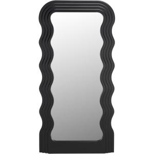 SAFAVIEH Home Collection – Mahya 32″ x 63″ Full Length Mirror, Walnut Wood Frame, Wavy Rectangular Wall Mirror, Modern Decorative Accent (MRR9006C)(Black)