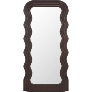SAFAVIEH Home Collection – Mahya 32″ x 63″ Full Length Mirror, Walnut Wood Frame, Wavy Rectangular Wall Mirror, Modern Decorative Accent (MRR9006C)(Brown)