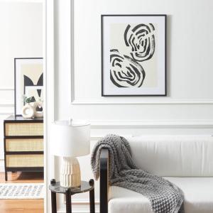 SAFAVIEH Home Collection Breaking Sound Barrier Ivory/Black 24 x 30-inch Modern Abstract Framed Wall Art for Bedroom, Living Room, Foyer, Dining Area, Entryway