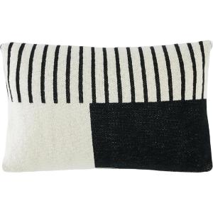 SAFAVIEH Home Collection Drew Modern Ivory/Black 12 x 20-inch Decorative Accent Throw Pillow with Insert