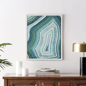 SAFAVIEH Home Collection Emerald Resonance Blue/Spring Green 16 x 20-inch Framed Wall Art for Bedroom, Living Room, Foyer, Dining Area, Entryway