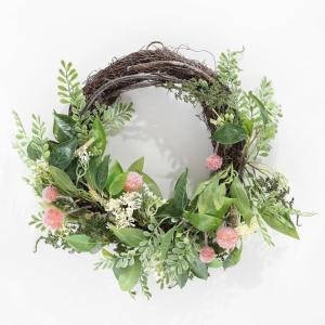 SAFAVIEH Home Collection Faux Artificial 21-inch Sweetgum & Mandarin Decorative Semi Wreath