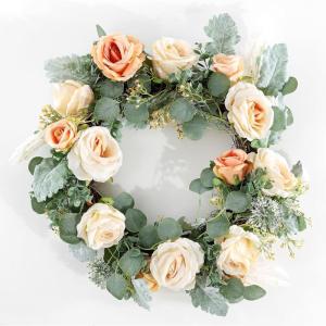 SAFAVIEH Home Collection Faux Artificial 24-inch Rose & Eucalyptus Decorative Wreath