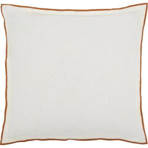 SAFAVIEH Home Collection Hallie White/Rust Linen 20-inch Square Decorative Accent Throw Pillow with Insert