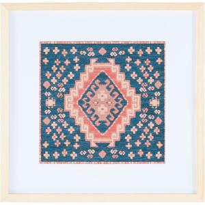 SAFAVIEH Home Collection Hattori Navy/Orange 18-inch Square Boho Tribal Wood Framed Textile Wall Art for Bedroom, Living Room, Foyer, Dining Area, Entryway