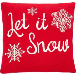 SAFAVIEH Home Collection Holiday Let it Snow Red Cotton 20-inch Square Decorative Accent Insert Throw Pillow