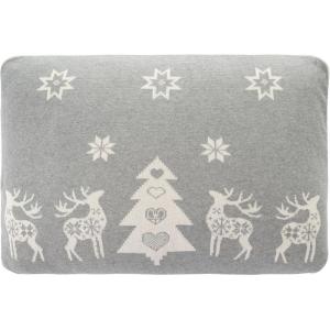 SAFAVIEH Home Collection Holiday Twinkling Rustic Farmhouse Reindeer Grey Cotton 16 x 24-inch Rectangle Decorative Accent Insert Throw Pillow