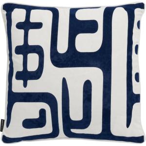 SAFAVIEH Home Collection Maize Mid-Century Modern Beige/Navy 18-inch Square Decorative Accent Throw Pillow with Insert (Set of 2)(Beige/Navy)