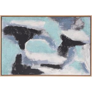 SAFAVIEH Home Collection Offshore Mists 36 x 24 Framed Linen Canvas Wall Art Decor, Ideal for Living Room, Bedroom, Foyer, Entryway