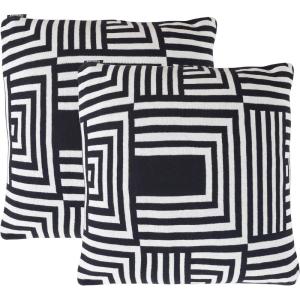 SAFAVIEH Home Collection PLS401 Pillow, Black/Ivory 2 Count