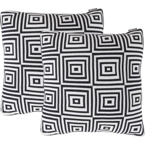 SAFAVIEH Home Collection PLS402 Pillow, Black/Ivory 2 Count