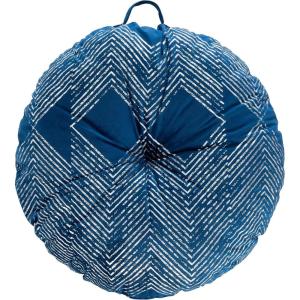 SAFAVIEH Home Collection Sarla Navy/Silver 26-inch Round Floor Pillow with Insert for Living Room Meditation Sofa Extra Seating(Navy/Silver)