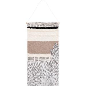 SAFAVIEH Home Collection Sedona 120 Ivory/Black Boho Tribal Woven Wool & Jute Tassel Fringe Tapestry Hanging Wall Art(Ivory/Black)