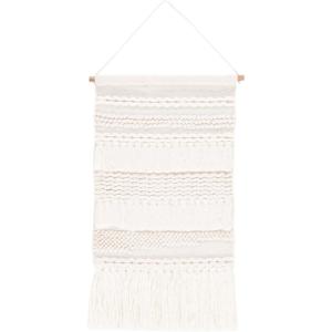 SAFAVIEH Home Collection Sedona Zeta Ivory/Beige Boho Tribal Woven Wool Tassel Fringe Tapestry Hanging Wall Art