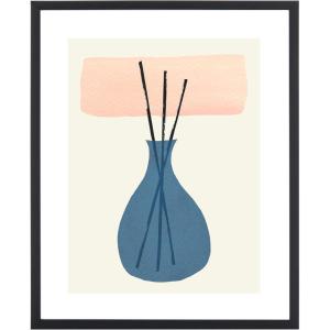 SAFAVIEH Home Collection Sticks in the City Blush Pink/Blue 16 x 20-inch Modern Framed Wall Art for Bedroom, Living Room, Foyer, Dining Area, Entryway