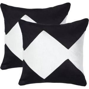 SAFAVIEH Home Collection Tabytha Modern Black/Ivory Viscose 18-inch Square Set of 2 with Insert Pillow, 18″ x 18″(Black/Ivory)