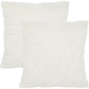 SAFAVIEH Home Collection Verli Ivory 23-inch Square Decorative Accent Throw Pillow with Insert (Set of 2)(Ivory)